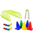Tasco Sports Plastic Football Training Kit Combo of 4 Mtr Ladder, 10 Soccer Cone 6 inch 6 Marker Cone 6 Hurdle 6 inch for All Age Group Pack of 1