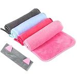 4 Pack Makeup Remover Cloth, Microfibre Face Cloth Makeup Remover Face Cloth Facial Cleaning Wipes with a Cat Ears Headband Erase Your Face Towels for Beauty Routine Make Up Removing