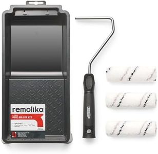 Remolika 5-Piece Mini Paint Roller Kit - Made in Portugal - 3 Premium 4” Microfiber Roller Covers, a Roller Frame, and a Paint Tray, for Professionals or Homeowners