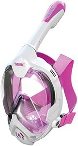 Seac Magica, Masque Snorkeling Plein Visage Intégral 180°, Purge de Vidage et Tuba avec Sistème Étanche au Top, Blanc/Rose, S/M