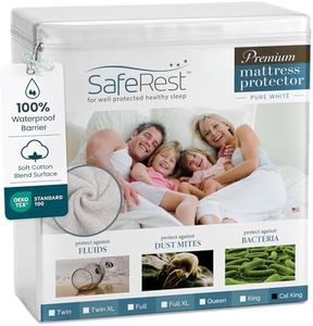 SafeRest 100% Waterproof California King Size Mattress Protector - Fitted with Stretchable Pockets - Machine Washable Cotton Mattress Cover for Bed - Bedding Airbnb Essentials for Hosts - Cal King