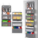 SLROWG Over the Door Organizer Storage,1 Split into 2 Door Closet Organizers and Storage,5 Large Pockets Door Hanging Organizer,Back of Door Organizer Apply to Bedroom Nursery Bathroom Pantry (Grey)