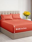 Extra Deep Pocket Queen Sheets - 4 Piece Breathable & Cooling Bed Sheets - Hotel Luxury Bed Sheet Set - Soft, Wrinkle Free & Comfy - Easily Fits Extra Deep Mattresses - Deep Pocket Coral Sheets Set