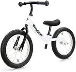 bicystar 14 Inch Balance Bike for Kids 3-7 Year Old, Kids Bike with No Pedals, Air Rubber Tires, Adjustable Height, Foot Rest, Pedalless Kids Bicycle Boys, Girls (White)