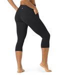 LAPASA Women's High Waist Activewear Capri Yoga Leggings with Side Pockets Athletic Workout Sport Tights L02B1 (Black (2 Side Pockets), Medium)