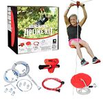 slackers 90 ft Eagle Series Zipline - Kids Zip line Kit with Safety Zipspring Brake System - Great Zipline Kit for Kids and Teens - Recommended Ages 7+