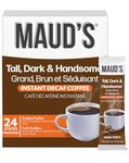 Maud's Dark Roast Decaf Instant Coffee, 24 ct, 100% Arabica Coffee, Instant Hot or Iced Coffee - Just add water