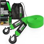 Rhino USA Tow Strap with Hooks (2 Inch x 20 Foot) Lab Tested 10,321lbs Break Strength - Heavy Duty Emergency Towing Straps with Forged Steel Hooks for Roadside Recovery - Not for Off-Road Recoveries