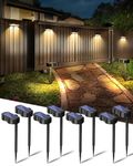 Amiluo 2-in-1 Solar Deck Lights with Ground Stakes, 8 Pack Solar Lights Outdoor RGBWW 10 Fixed Colors & 12 Modes, Solar Lights Outdoor Waterproof IP65, Solar Fence Lights for Walkway Driveway Fence