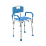 MEDITIVE Shower Chair Bath Seat with Padded Armrests and Back, Great for Bathtubs, Supports up to 150 Kg