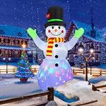 7 FT Christmas Inflatables Embrace Snowman Outdoor Decorations, Blow up Snow Man Yard Decor Built-in Bright Colorful Rotating LED, Weatherproof Holiday for Garden Patio Lawn Party Xmas Gifts