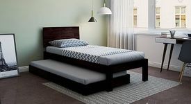Ferrovilla Duis Trundle Single Sheesham Wood Bed for Bedroom with 2 Years Warranty | Office Furniture | Living Room Cot | Wooden Bed | Daybed |Traditional Beds | Bedroom Furniture |