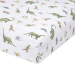 aden + anais Essentials Classic Crib Sheet, 100% Cotton Muslin, Super Soft & Breathable, Tailored Snug Fit, Dino Jungle