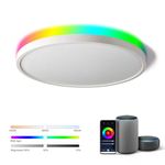 TALOYA Smart Ceiling Light Fixture 10 Inch Flush Mount Led with RGB Night Light, Works with Alexa Google Assistant Smart Life App, 2.4G WiFi Ceiling Mount Lamp for Kids’ Room Brightness Dimmable