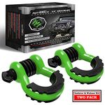 AUTMATCH D Ring Shackle 3/4" Shackles (2 Pack) 41,887Ibs Break Strength with 7/8" Screw Pin and Shackle Isolator Washers Kit for Tow Strap Winch Off Road Vehicle Recovery, Green