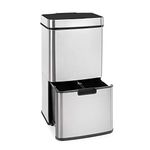 KLARSTEIN Touchless Dustbin - Sensor Waste Bin, Rubbish Bin, 72 L Volume in 4 Containers: 43 & 2 x 12.5 L, Organic Waste Bucket with Lid: 4 L, Touchless: Automatic Opening and Closing, Silver