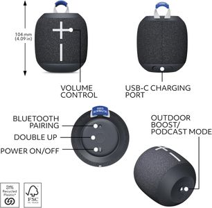 Ultimate Ears Wonderboom 4 Portable Bluetooth Speaker – Black