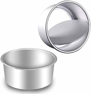 qisheng 2 Pack 6 Inch Cake Tin Non-Stick Deep Aluminum Round Cake Deep Baking Tin with Removable Bottom Cake Baking Pan Cake Mould Tin for Baking, Bakeware Wedding Birthday Christmas Party