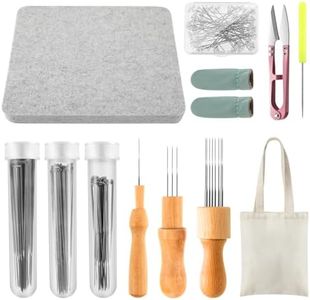 148 Pcs Needle Felting Kit 8 x 10 Inch Felting Pad Needle Felting Tools Felting Mat Needle Felting Supplies with Felting Needles Finger Guards Wooden Handle Scissor Bag for Beginner Professional DIY