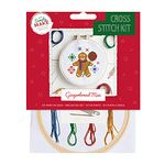 Simply Make Cross Stitch Kit - Gingerbread Man Design for Kids and Adults, Including Hoop, Embroidery Thread, Fabric and Needle - Perfect for Adult Crafts and Beginners Starter Cross Stitch Craft Kit