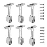 MroMax 6Pcs Shower Curtain Rods Wardrobe Pipe Lever Support Bracket End Hanger Full Pass for Oval Closet Rod 16x30mm Adjustable 84mm Height Silver Tone