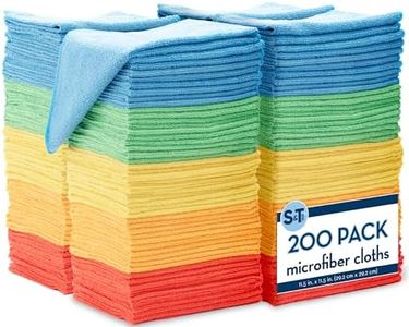 S&T INC. 200 Pack Microfiber Cleaning Cloth, Bulk Microfiber Towel for Home, Reusable Microfiber Towels for Cars, Assorted, 11.5 in. x 11.5 in., 200 Count