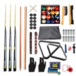 JBB Billiards All-in-One Complete Accessories Set with Pool Cue Sticks, Pool Ball Set, Racks and Other Accessories