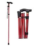 Folding Cane Walking Stick Collapsible & Lightweight Folding Sticks for Women & Men Soft Ergonomic Handle for Comfortable Grip Ideal for People with Unstable Walking (RED)