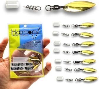 Harmony Fishing Company - [7 Pack] Tail Spinners (Hitchhikers for Soft Plastic/senko Fishing Lures, Willow or Colorado Blade) (Willow Blade (7 Pack, Gold))
