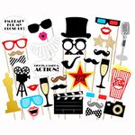 LASLU Movie Hollywood Party Photo Booth Props Kit 33 Count for Over 6 Years Old