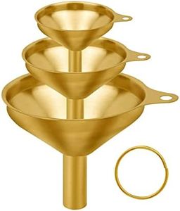 Stainless Steel Funnels, 3 Pack Gold Metal Kitchen Funnel Set, Food Grade Kitchen Gadgets Accessories, Mini Funnels for Filling Bottles, Liquid Transfer, Cooking, Car Oil, Lab Use