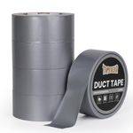 TAPEBEAR Duct Tape Heavy Duty 48mm x 27m, Silver Waterproof Tape 9mil Thick Adhesive Tape Strong, Writable, Tear by Hand for Packing, Repairs, 5 Rolls, Total 135 Meters