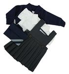 FRILLY LILY 14-18 inch 35-45 cm DOLLS WINTER SCHOOL UNIFORM, WHITE BLOUSE/GREY PINAFORE/NAVY CARDY/NAVY BOOK BAG