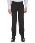 Calvin Klein Boys' Flat-Front Bi-Stretch Dress Pant, Straight Leg Fit, Belt Loops & Front Pockets, Black, 16 Husky