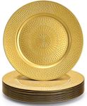 DEAYOU 12-Pack Round Charger Plates, 13-inch Gold Beaded Chargers for Dinner Plates, Plastic Reusable Charger Plates, Decorative Wedding Charger Platters for Table Setting, Serving, Party, Holiday