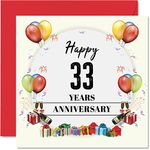 33rd Anniversary Card for Husband Wife - Anniversary Party - Happy 33rd Wedding Anniversary Card for Partner, 145mm x 145mm Greeting Cards for Thirty-Third Anniversaries