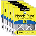 Nordic Pure 16x25x1PM10C-6 Pleated MERV 10 Plus Carbon AC Furnace Filters (6 Pack), 16 x 25 x 1"