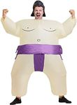 Inflatable Sumo Wrestler Costume Suit Unisex Blow up Party Fat Suit Funny Halloween Costume Adult/Kids Cosplay Fancy Dress Outfit… (Purple Sumo)