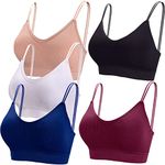 BQTQ 5 Pieces V Neck Tube Top Camisole Bra Seamless Bralettes Comfortable Sleeping Camisole Tank Crop Top with Elastic Straps Removable Pads for Women Girls