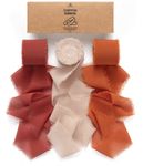 Vitalizart Fall Handmade Chiffon Silk Ribbon Fringe 1.5" x 21 Yd Terracotta Frayed Edges Ribbons for Wedding Invitations Bridal Bouquets Gifts Wrapping Crafts Holiday Party Decorations