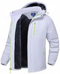 SPOSULEI Mens Skiing Jackets with Hoode Snowboarding Waterproof Fleece Liner Coats Windproof Winter Raincoat Multi Pockets, White, XX-Large