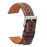 TStrap Leather Watch Band 22mm - Soft Brown Quick Release Watch Strap Replacement - Square Tail Smart Watch Bands for Men Women - Men’s Watch Bracelet Clasp Buckle - 18mm 20mm 22mm