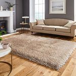 Carpetify Luxury Shaggy Carpet Solid Plain Fluffy Fur Rectangular Rugs 8X10 Feet For Hall And Drawing Room Microfiber & Polyster Modern Interior Floor Mat Beige