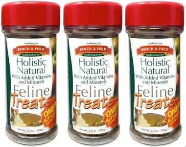 Bench & Field Holistic Natural Healthy Kitty Cat Treats | Crunchy Fish-Shaped Bites | Delicious Seafood Flavored Snack, 3-Ounce (Pack of 3 Bottles)