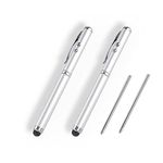 Metal Multi-Function Pen, Touch Screen Stylus, Flashlight with White Light, Infrared, Creative Christmas and Birthday Gifts (2 Silver)