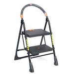 Grazia OBBO 2 Step Folding Ladder with Wide Steps | Anti-Skid Bottom with Anti-Slip Steps | Safety Clutch Lock | Knee Guard | for Home, Offices, Shops, Kitchen and School Multipurpose Ladder