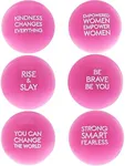 Juvale 6 Pack Motivational Stress Ball for Adults, Hot Pink Sensory Ball for Women, Hand Exercise Balls with Inspirational Quotes, Foam Balls, Fidget Tools, 2.5 Inches