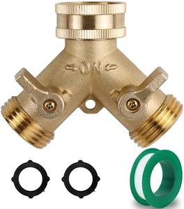 Triumpeek Brass Garden Hose Splitter, 3/4 Inch 2-Way Y Brass Hose Connector with O-ring Washers & Tape