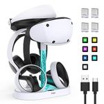 FASTSNAIL Charging Stand for PlayStation VR2, Multifunctional PS VR2 Headset & Sense Controllers Charge Dock Station with 10 RGB Light Modes of Memory, Storage Base Gaming Accessories for PS5 VR2