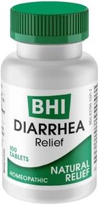 BHI Diarrhea Relief Fast-Acting Natural Remedy for Mild Diarrhea 8 Soothing Homeopathic Actives Help Calm Stomach Pain Gas Indigestion & Cramps for Women & Men - 100 Tablets